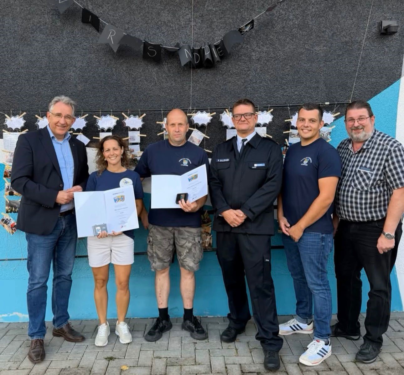 Zu sehen sind v.l. Matthias Lammert, Jeanette Dahmen, Christof Kiesewetter, Mario Baldewein, Marc-André Kubitza, Lars Denninghoff