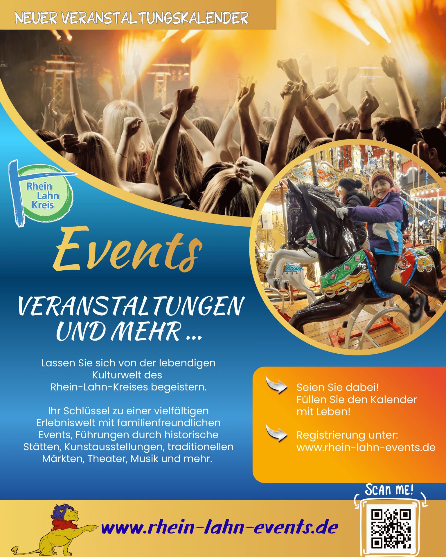 Zu sehen ist die Werbung für den kreisweiten Veranstaltungskalender des Rhein-Lahn-Kreises