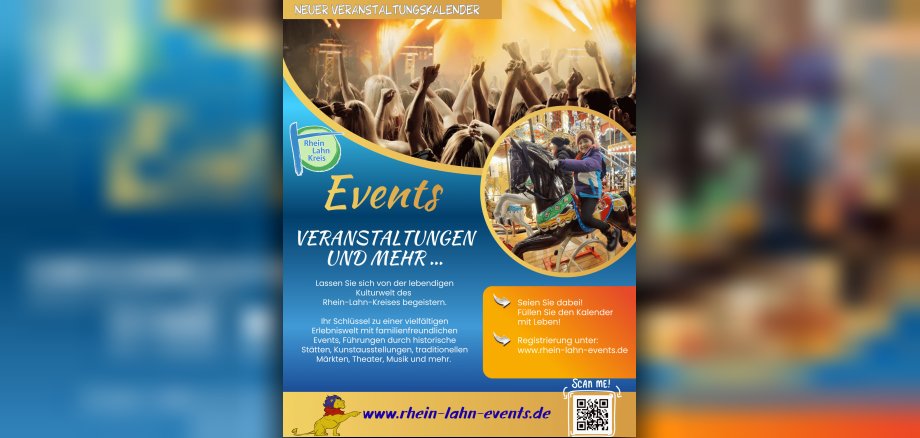 Zu sehen ist die Werbung für den kreisweiten Veranstaltungskalender des Rhein-Lahn-Kreises