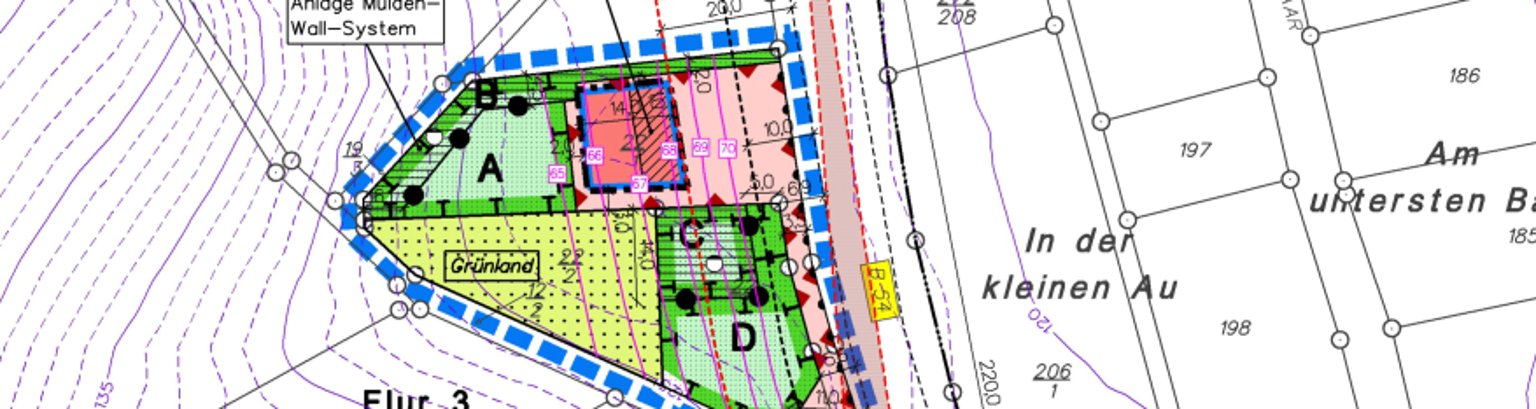 Hier sieht man einen Ausschnitt eines Bebauungsplanes.
