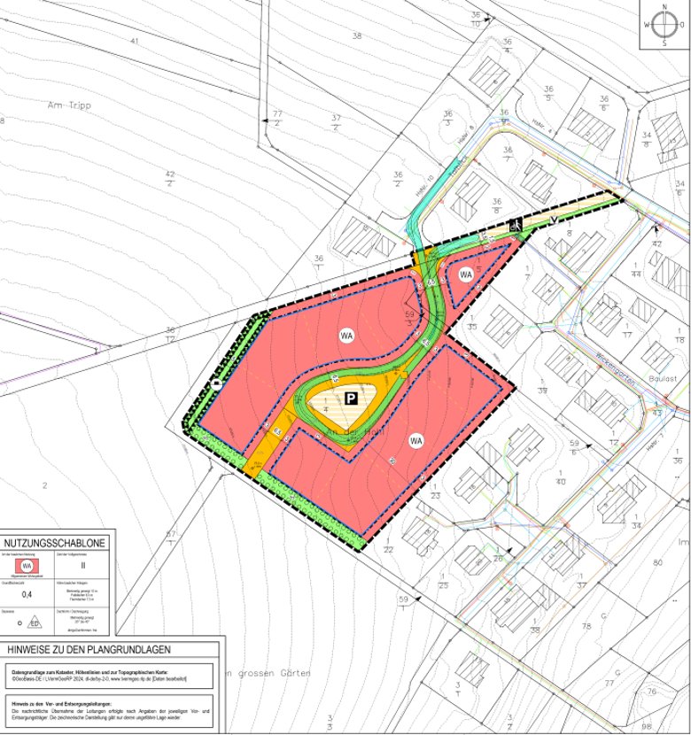 Hier sieht man den Plankartenentwurf für "Am Tripp II"