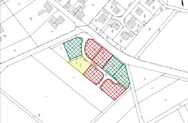 Hier sieht man einen Übersichtsplan der Bauplätze im Gebiet "Im Boden" der Ortsgemeinde Biebrich.