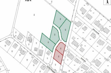 Hier sieht man einen Übersichtsplan der Baugrundstücke im Gebiet "Lämmerwiese-Boden" der Ortsgemeinde Kördorf