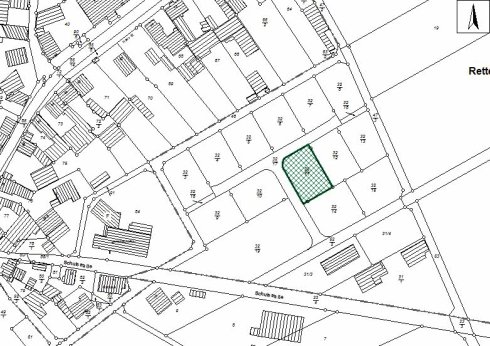 Hier sieht man einen Plan mit Darstellung eines freien Grundstückes.