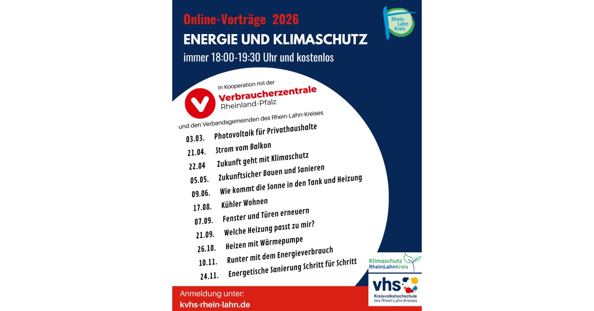Vortragsreihe zu Energie- und Klimaschutz | Verbandsgemeinde Aar-Einrich